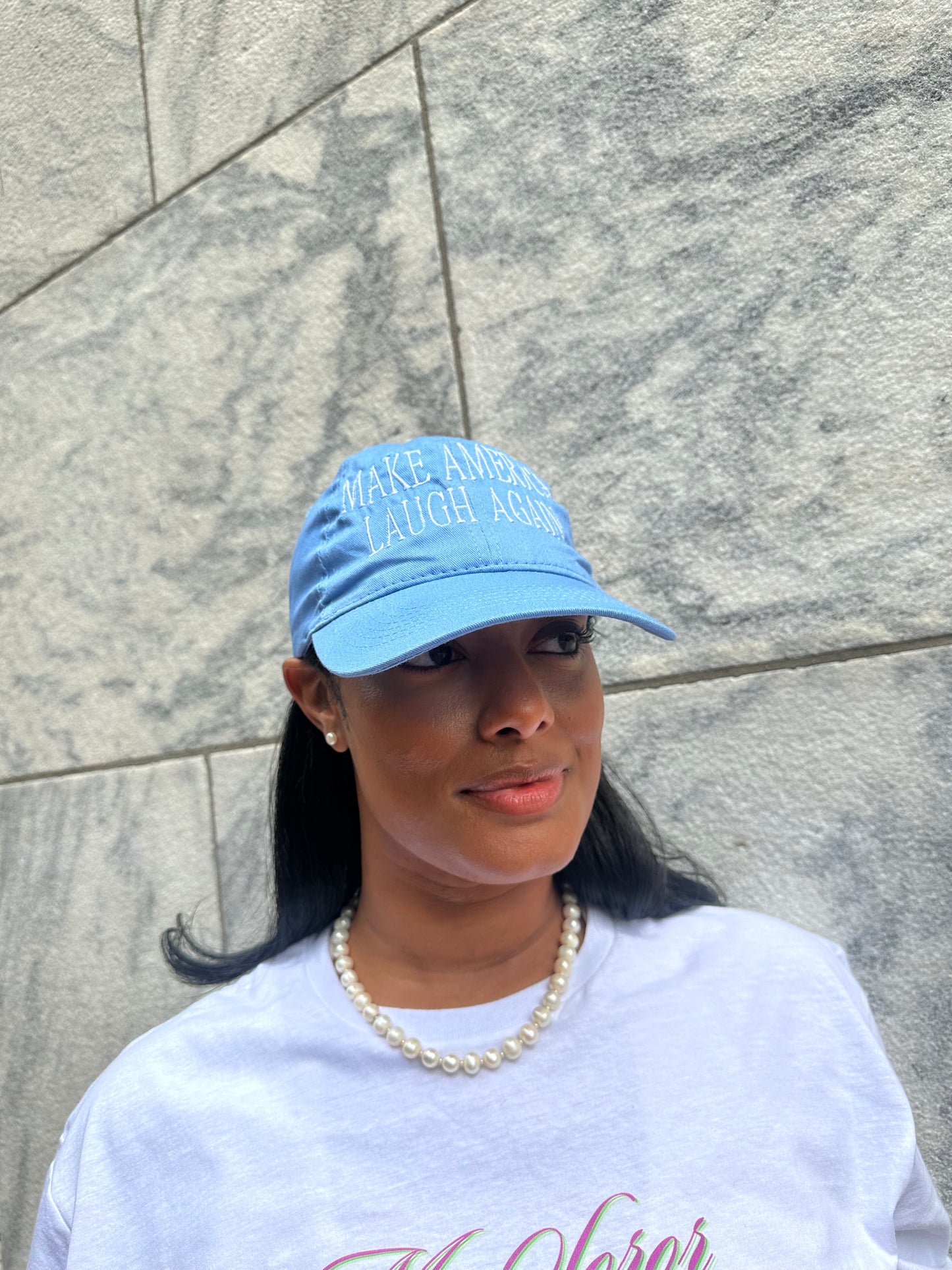 MALA "MAKE AMERICA LAUGH AGAIN" Hat (Blue & White)