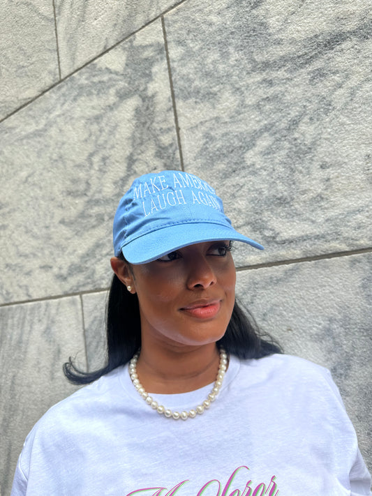 MALA "MAKE AMERICA LAUGH AGAIN" Hat (Blue & White)