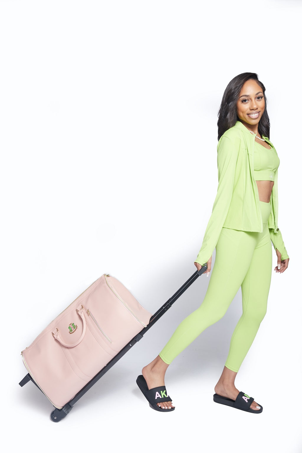 DUFFLE BAG ON WHEELS PINK WITH LOGO